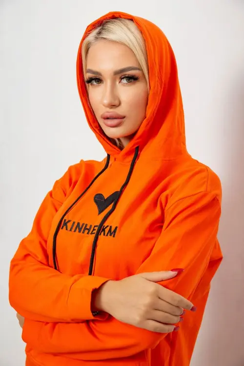 Спортивний костюм жіночий двонитка, колір помаранчевий, 214R1419-007
