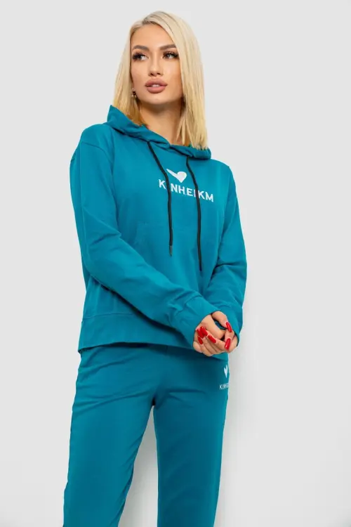 Спортивний костюм жіночий двонитка, колір бірюзовий, 214R1419-007
