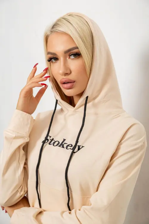 Спортивний костюм жіночий двонитка, колір бежевий, 214R1419-006