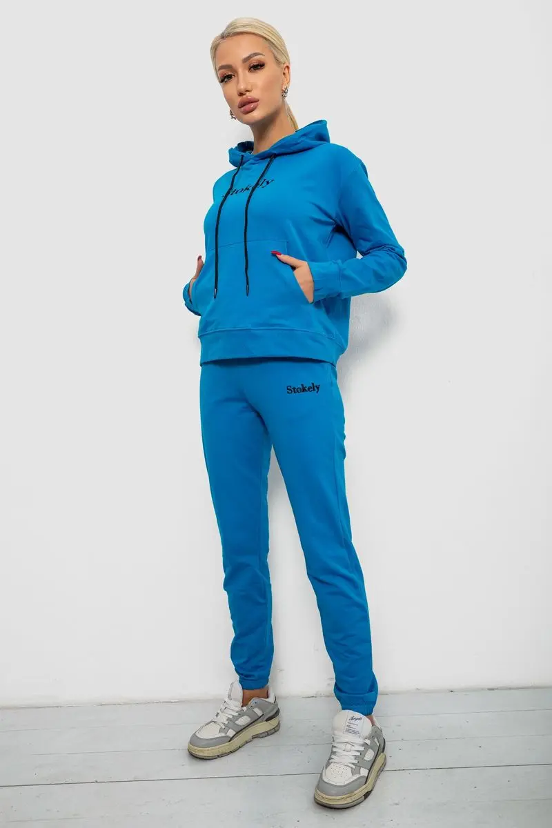 Спортивний костюм жіночий двонитка, колір джинс, 214R1419-006