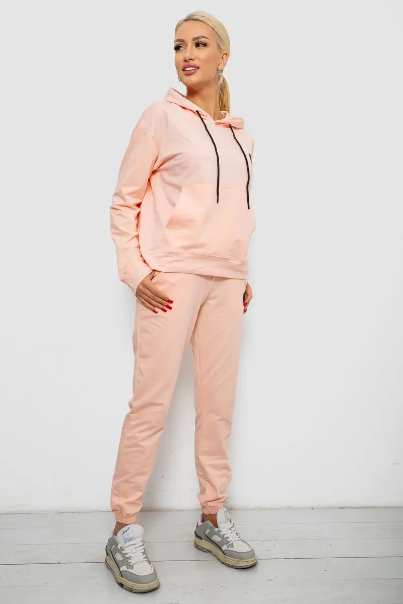 Спортивний костюм жіночий двонитка, колір персиковий, 214R1419-004