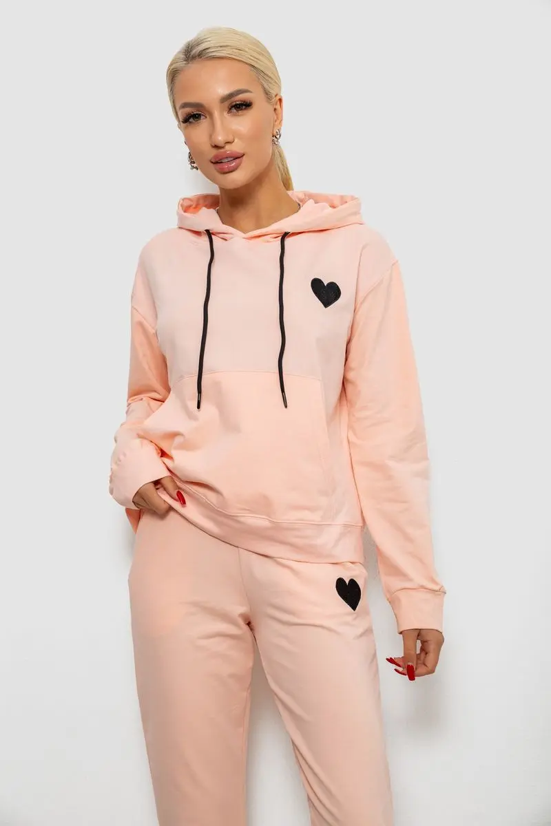 Спортивний костюм жіночий двонитка, колір персиковий, 214R1419-004