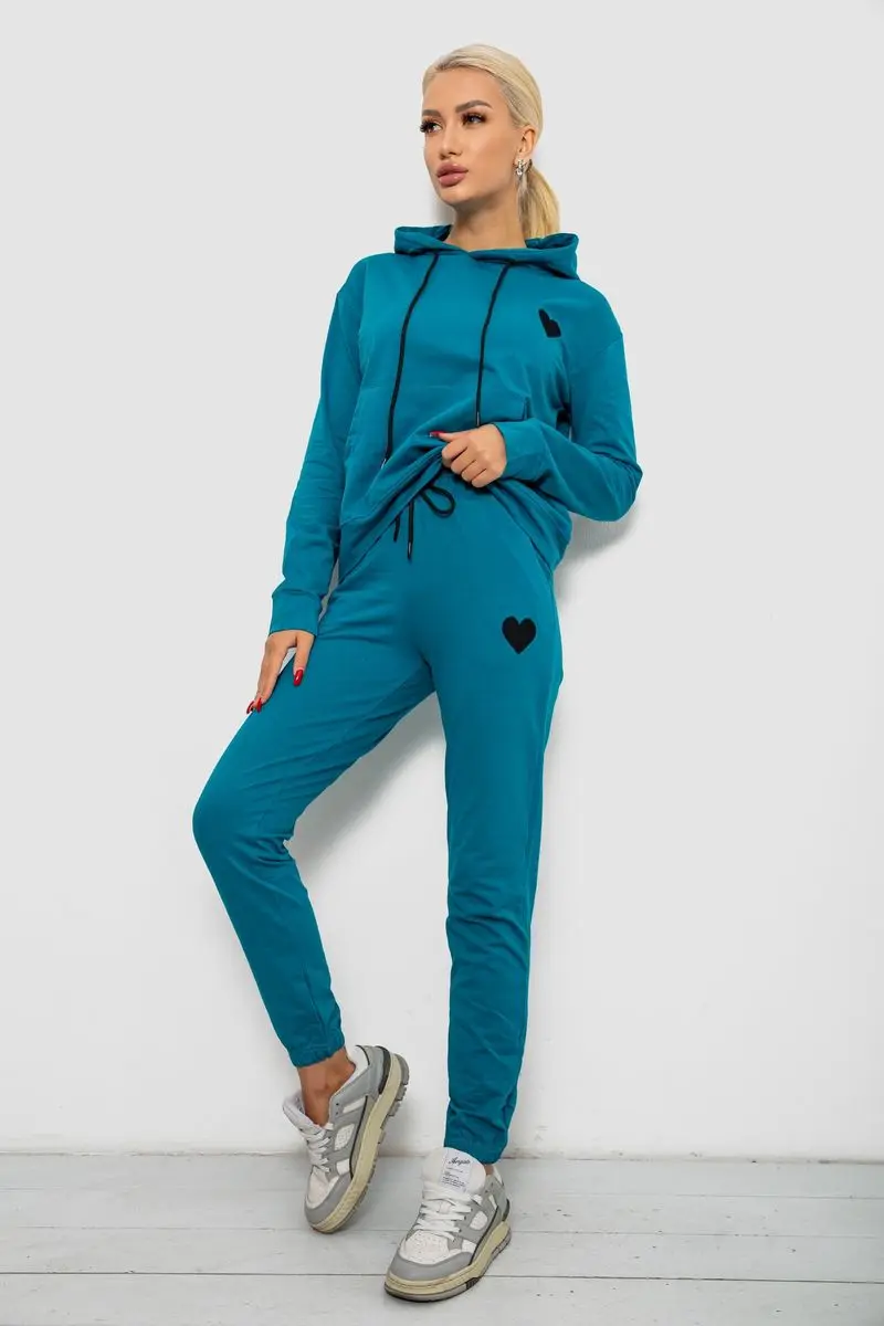 Спортивний костюм жіночий двонитка, колір бірюзовий, 214R1419-004