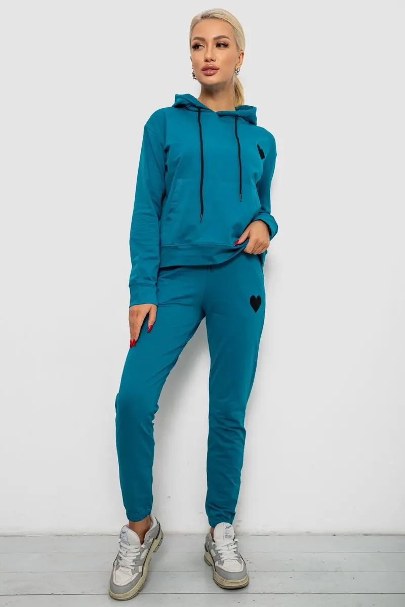 Спортивний костюм жіночий двонитка, колір бірюзовий, 214R1419-004