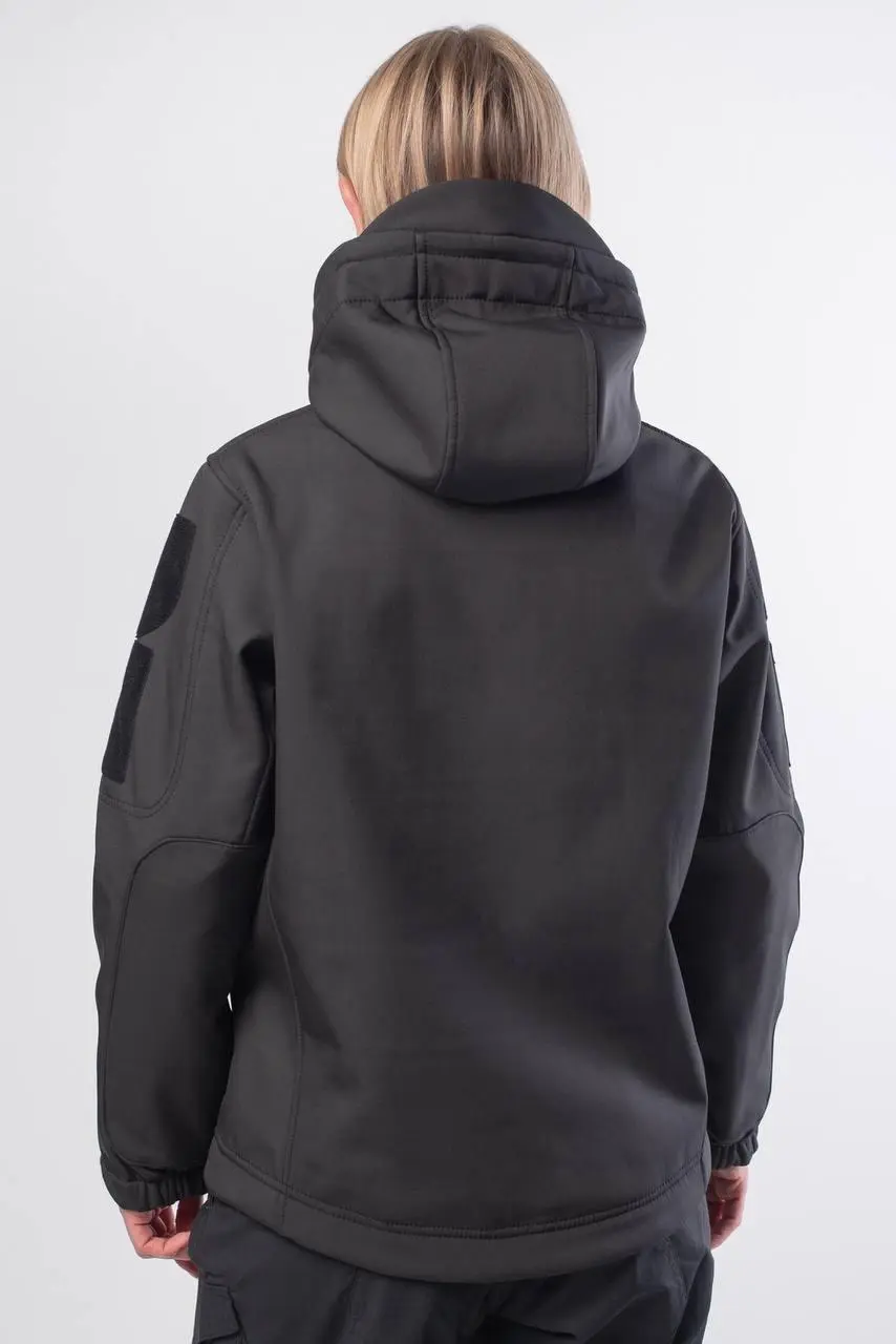 Куртка жіноча Soft Shell Black Military Чорна на флісовій підкладці