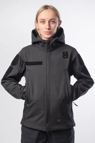 Куртка жіноча Soft Shell Black Military Чорна на флісовій підкладці