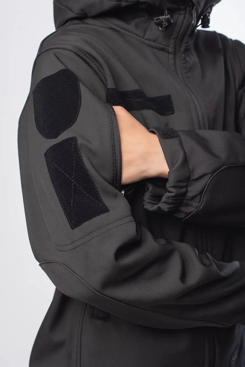 Куртка жіноча Soft Shell Black Military Чорна на флісовій підкладці