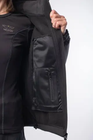 Куртка жіноча Soft Shell Black Military Чорна на флісовій підкладці