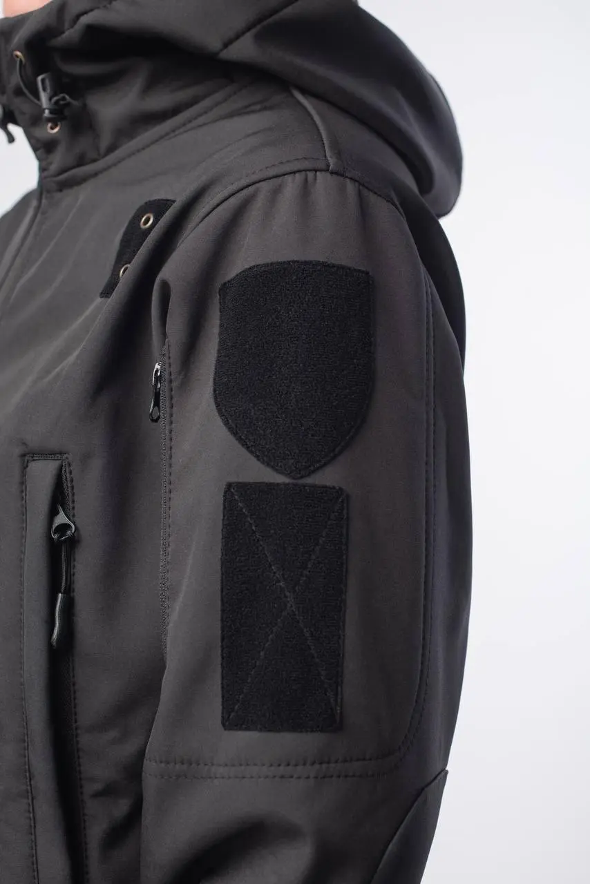 Куртка жіноча Soft Shell Black Military Чорна на флісовій підкладці