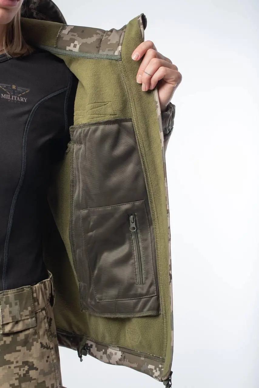 Куртка женская Soft Shell Military Пиксель на флисовой подкладке