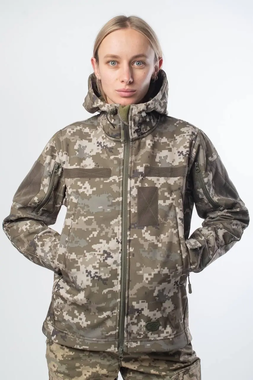 Куртка женская Soft Shell Military Пиксель на флисовой подкладке