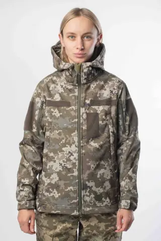 Куртка жіноча Soft Shell Military Піксель на флісовій підкладці