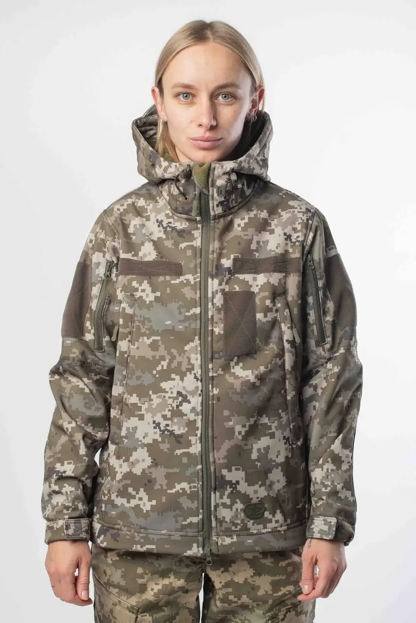 Куртка женская Soft Shell Military Пиксель на флисовой подкладке