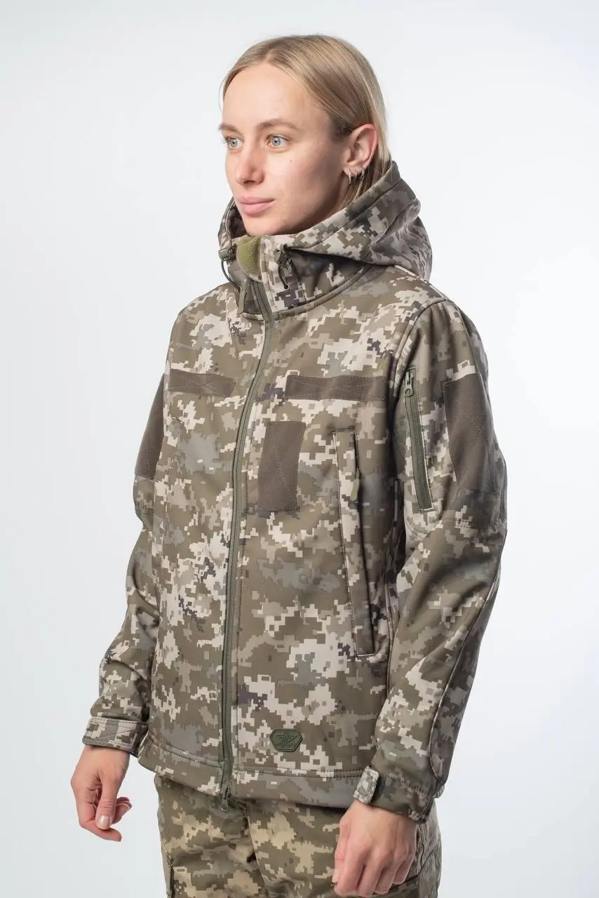 Куртка женская Soft Shell Military Пиксель на флисовой подкладке