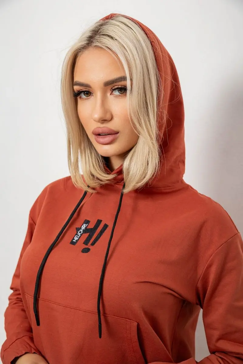 Спортивний костюм жіночий двонитка, колір теракотовий, 214R1419-003