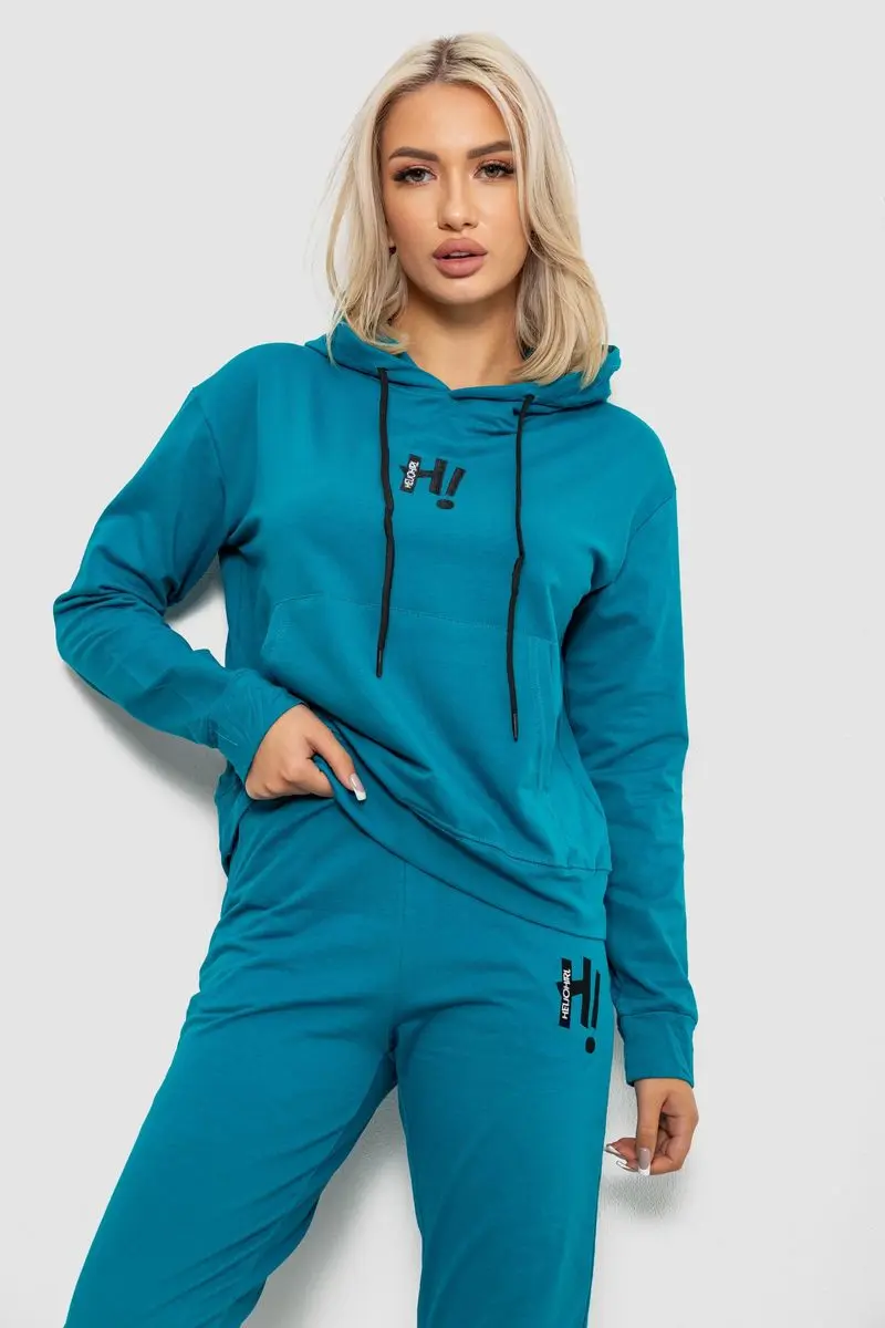 Спортивний костюм жіночий двонитка, колір бірюзовий, 214R1419-003