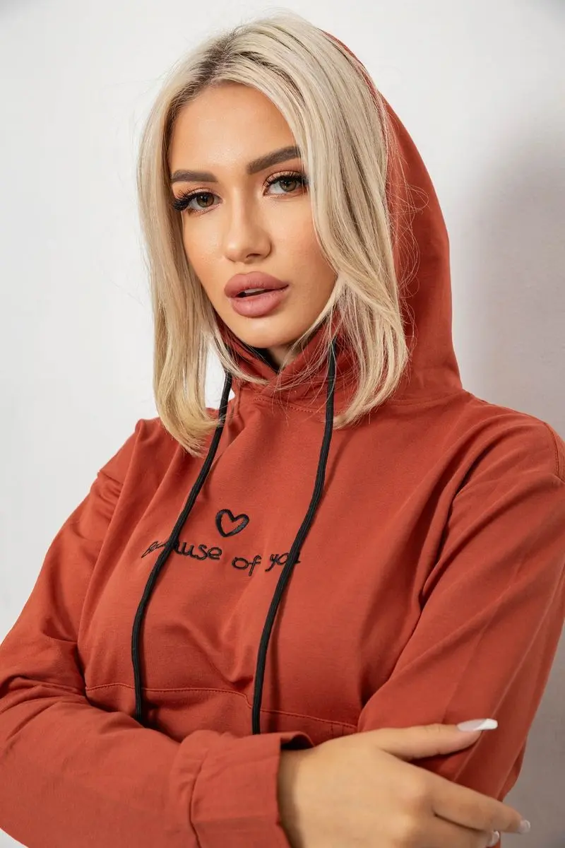 Спортивний костюм жіночий двонитка, колір теракотовий, 214R1419-002