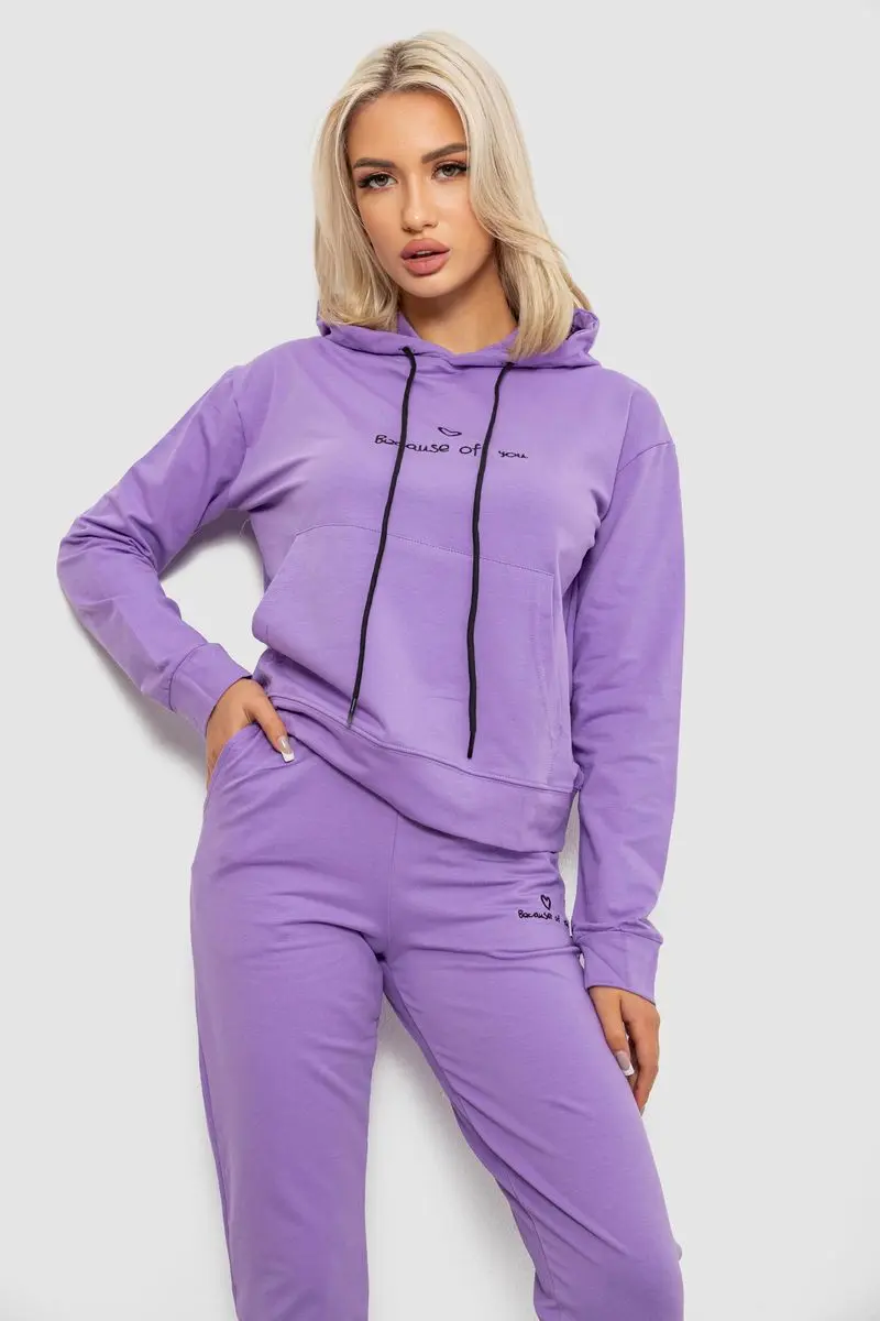 Спортивний костюм жіночий двонитка, колір бузковий, 214R1419-002