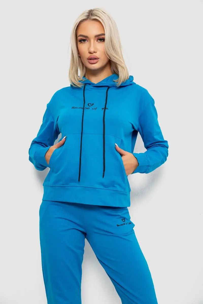 Спортивний костюм жіночий двонитка, колір джинс, 214R1419-002