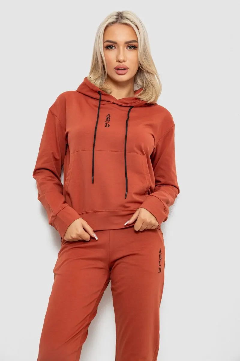 Спортивний костюм жіночий двонитка, колір теракотовий, 214R1419-001