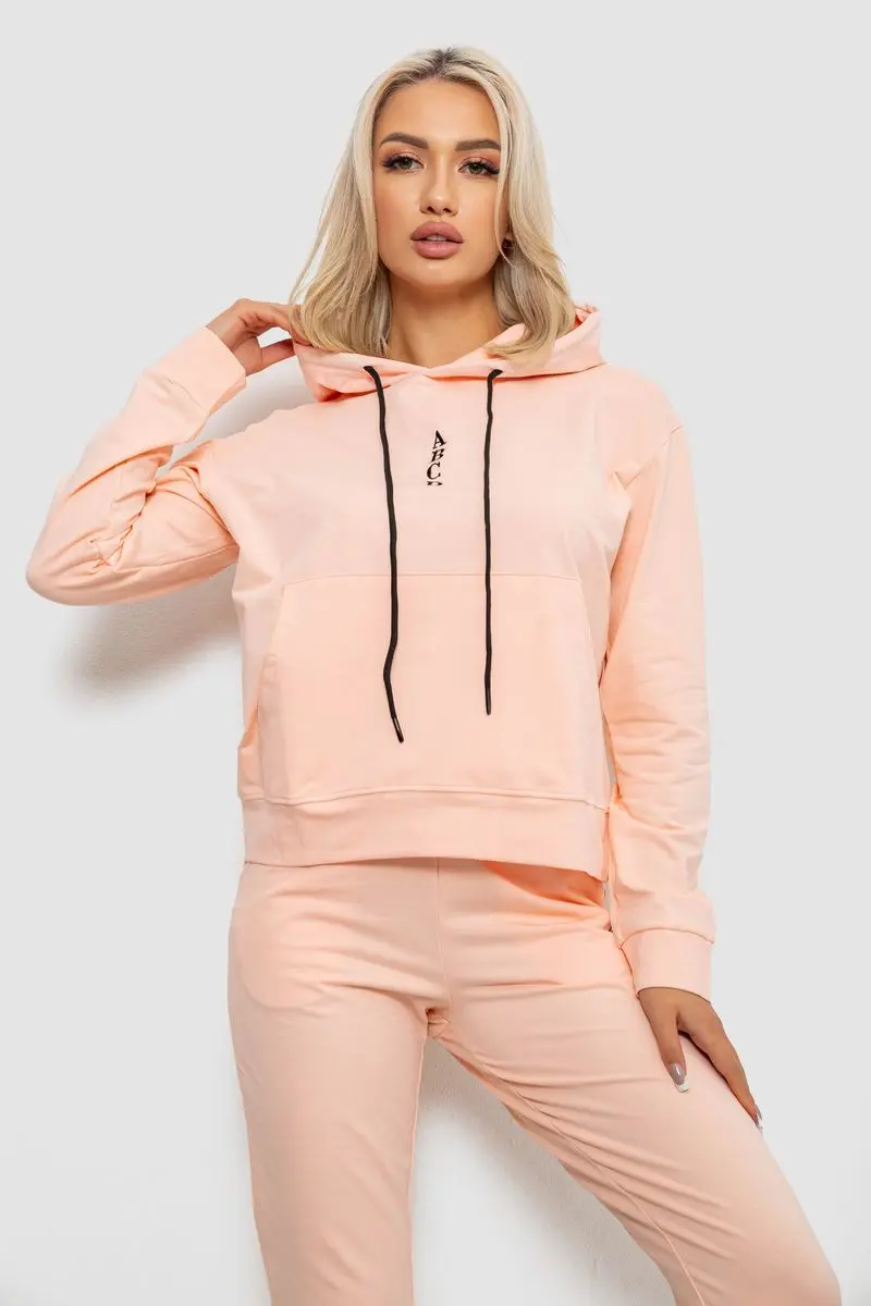 Спортивний костюм жіночий двонитка, колір персиковий, 214R1419-001
