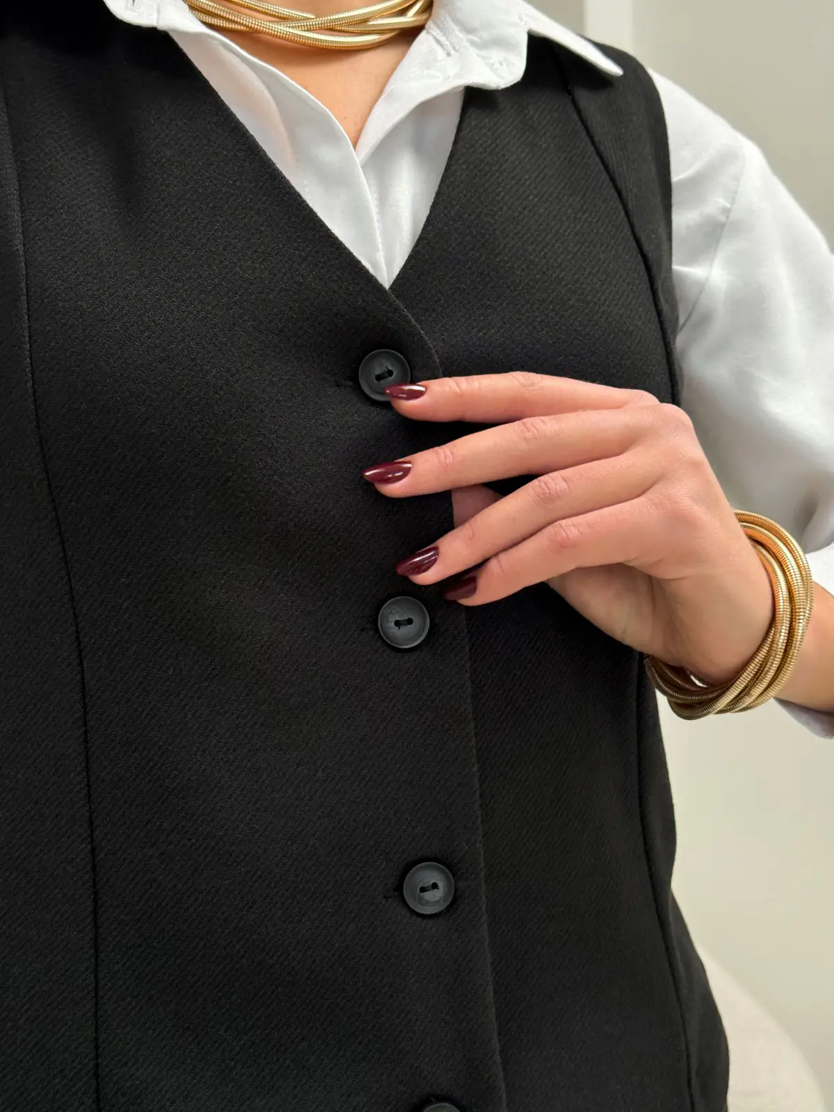 Cashmere Business Suit with Trousers and Vest Black Merlini Blois
