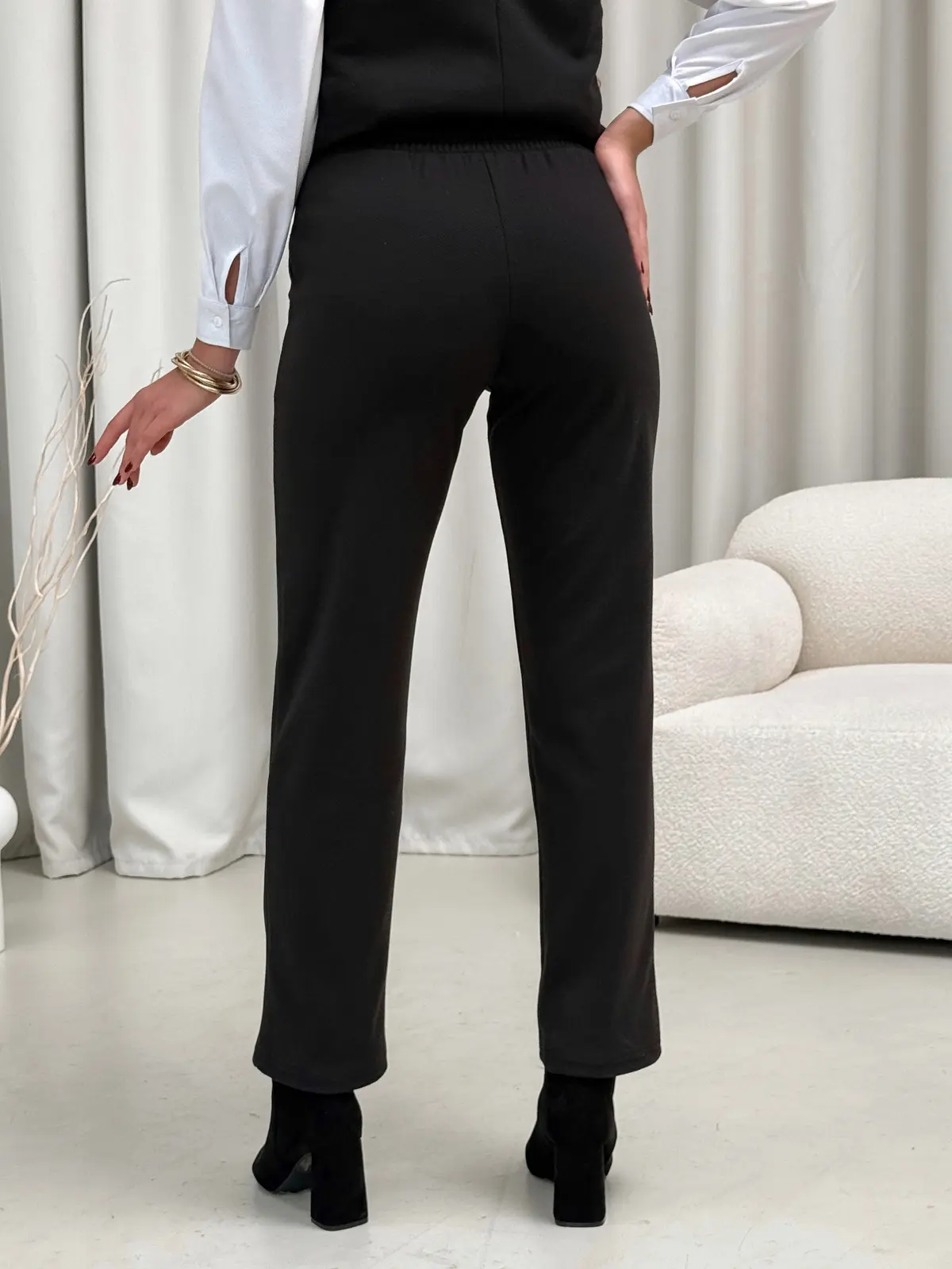 Cashmere Business Suit with Trousers and Vest Black Merlini Blois