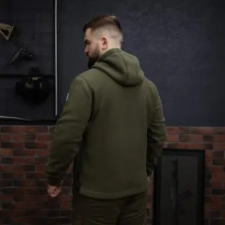 Куртка флісова чоловіча з капюшоном Grifon Осло двохсторонній фліс хакі