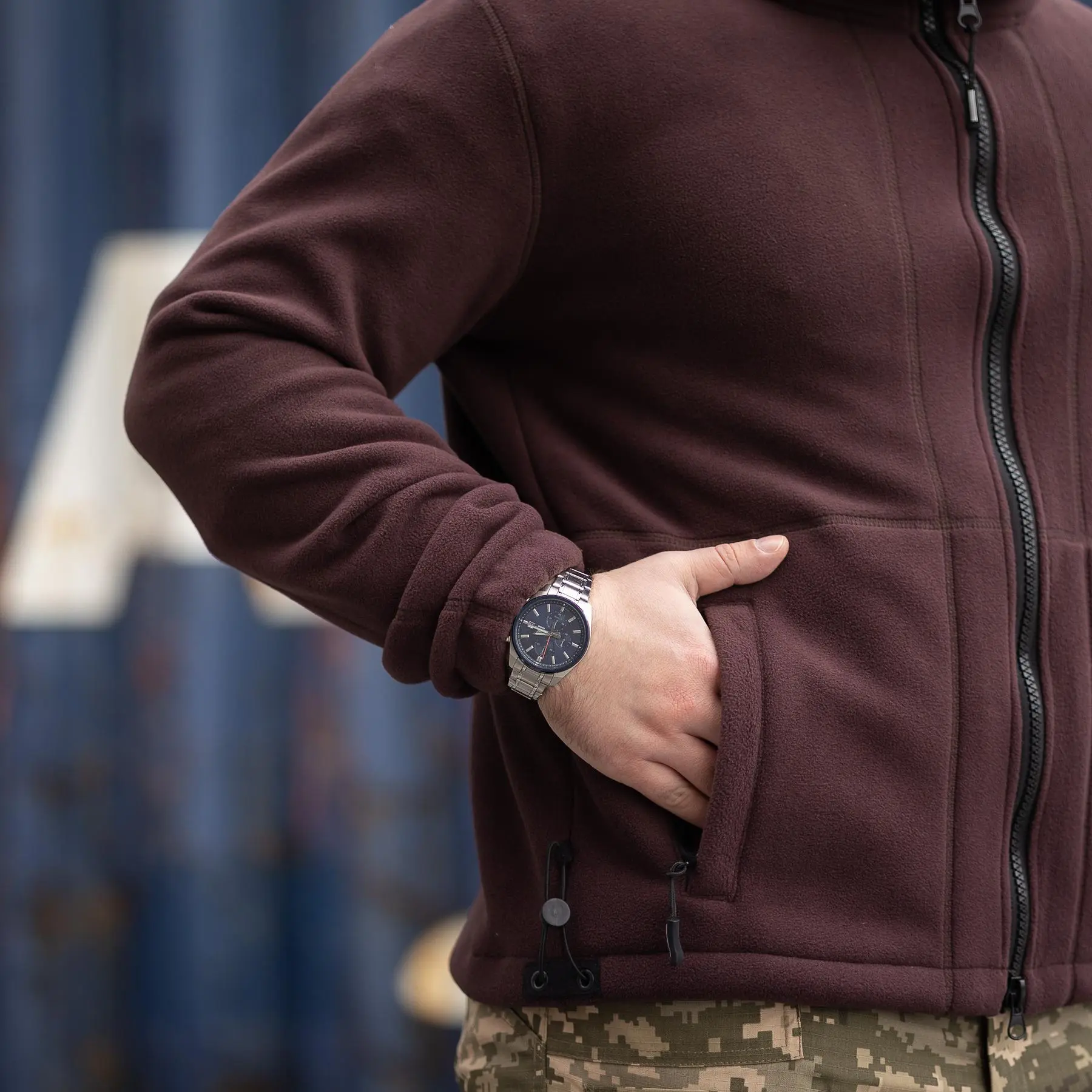 Кофта-куртка флісова чоловіча Grifon Осло двохсторонній фліс шоколад-бежевий (M-ХXL)