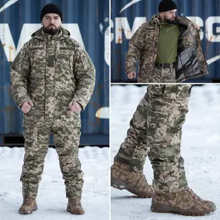 Зимовий комплект Grifon 2в1: Бушлат GOVERLA на Omni-Heat + Штани Apex Gen 3 водовідштовхувальні (піксель)