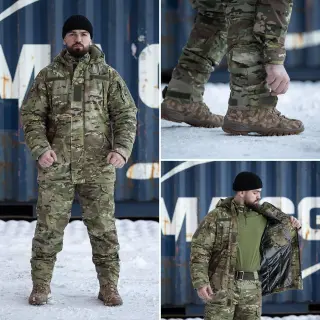 Зимовий комплект Grifon 2в1: Бушлат GOVERLA на Omni-Heat + Штани Apex Gen 3 водовідштовхувальні (мультикам)