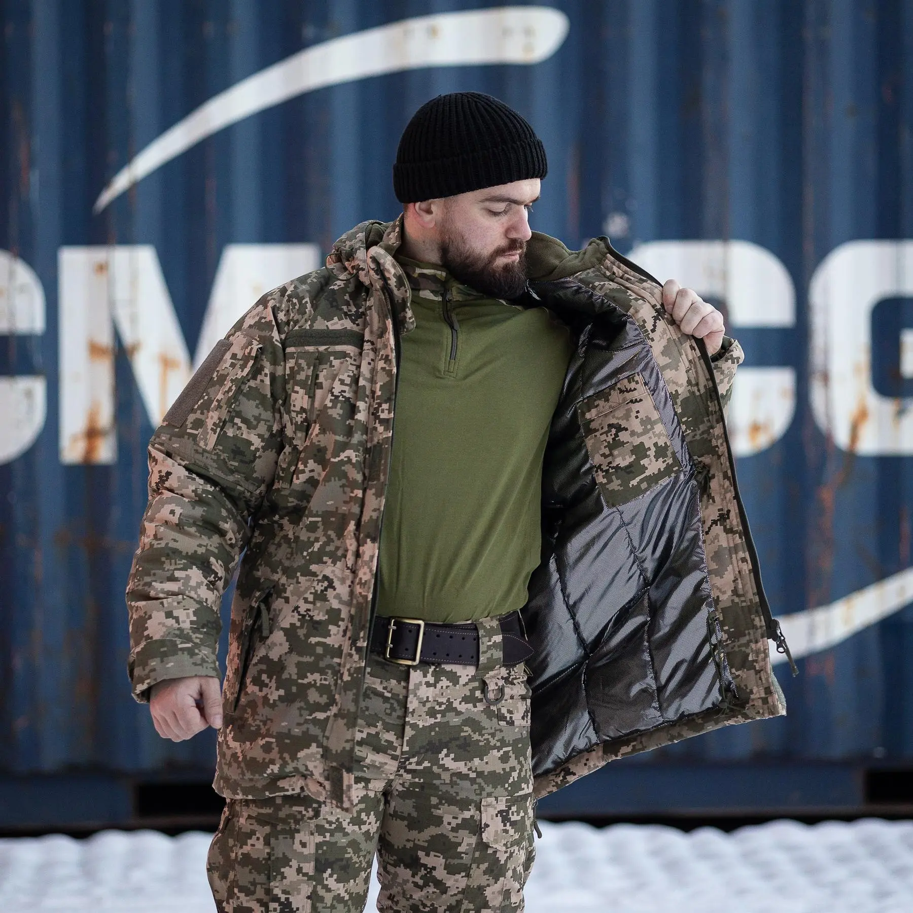 Зимова куртка-бушлат "Говерла" піксель ЗСУ (Омні-Хіт + синтепон) з подвійним замком (Omni-Heat)