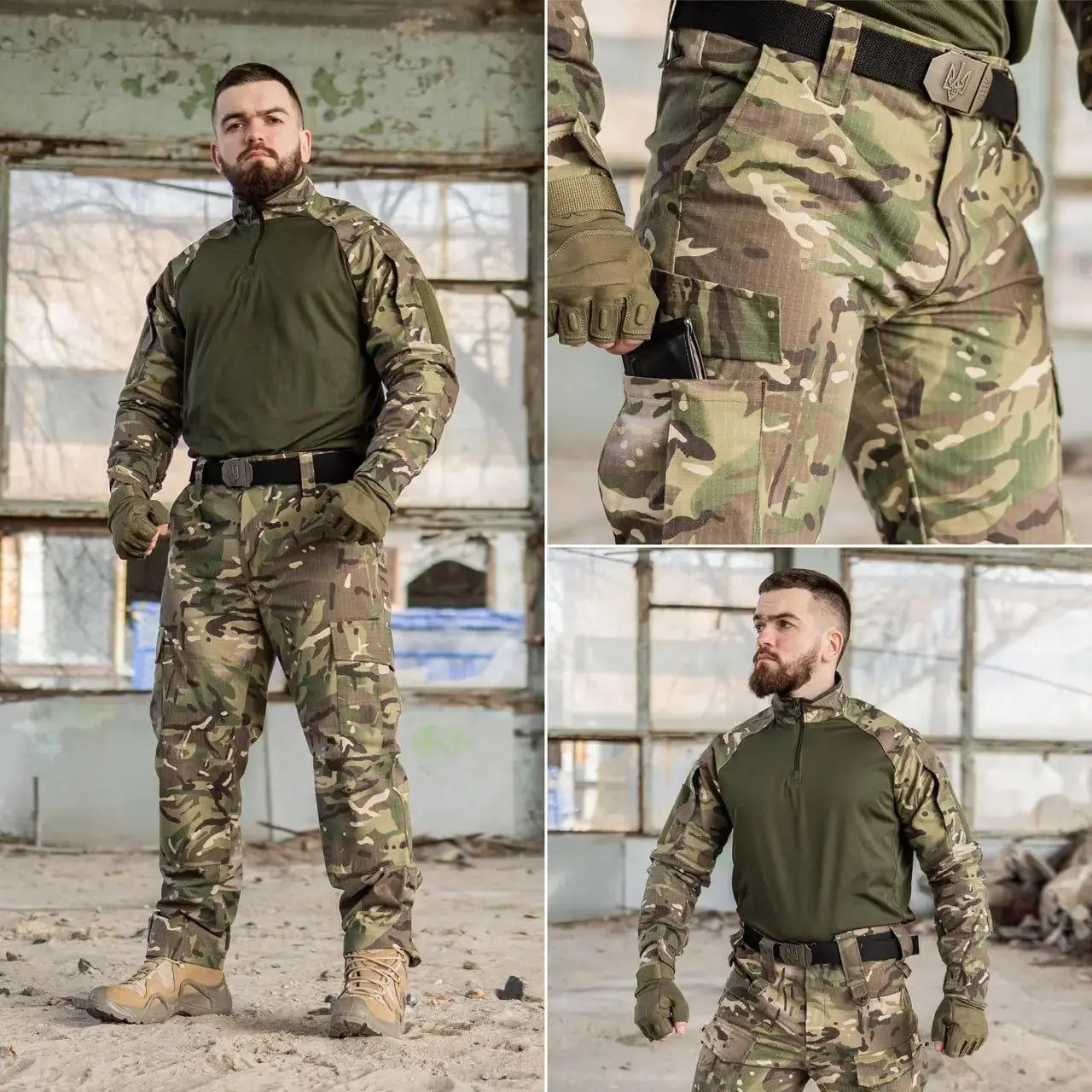Тактичний костюм 2 в 1 (Сорочка Ubacs/Убакс + штани з 4 карманами) мультикам ріп-стоп (вафелька) літо