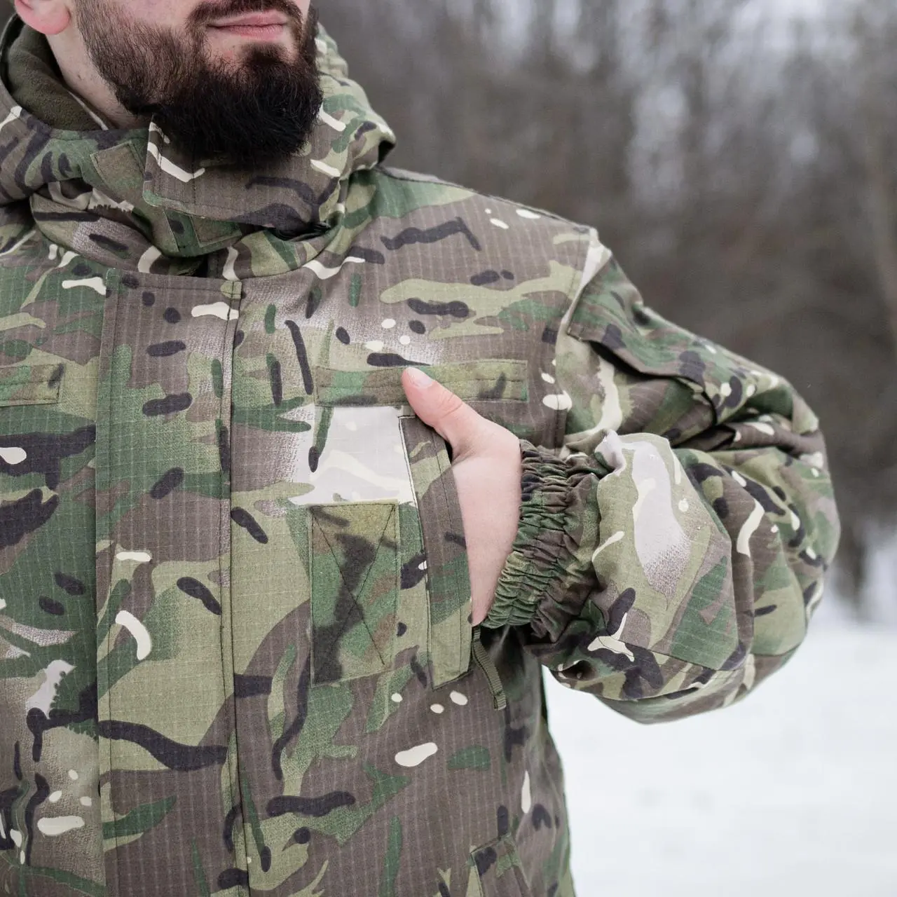 Зимовий бушлат мультикам (Омні-Хіт + синтепон) з подвійним замком (Omni-Heat)