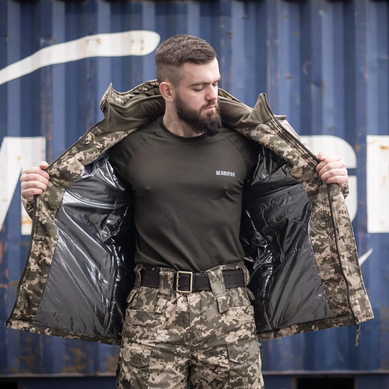 Зимовий бушлат піксель ЗСУ (Омні-Хіт + синтепон) з подвійним замком (Omni-Heat)
