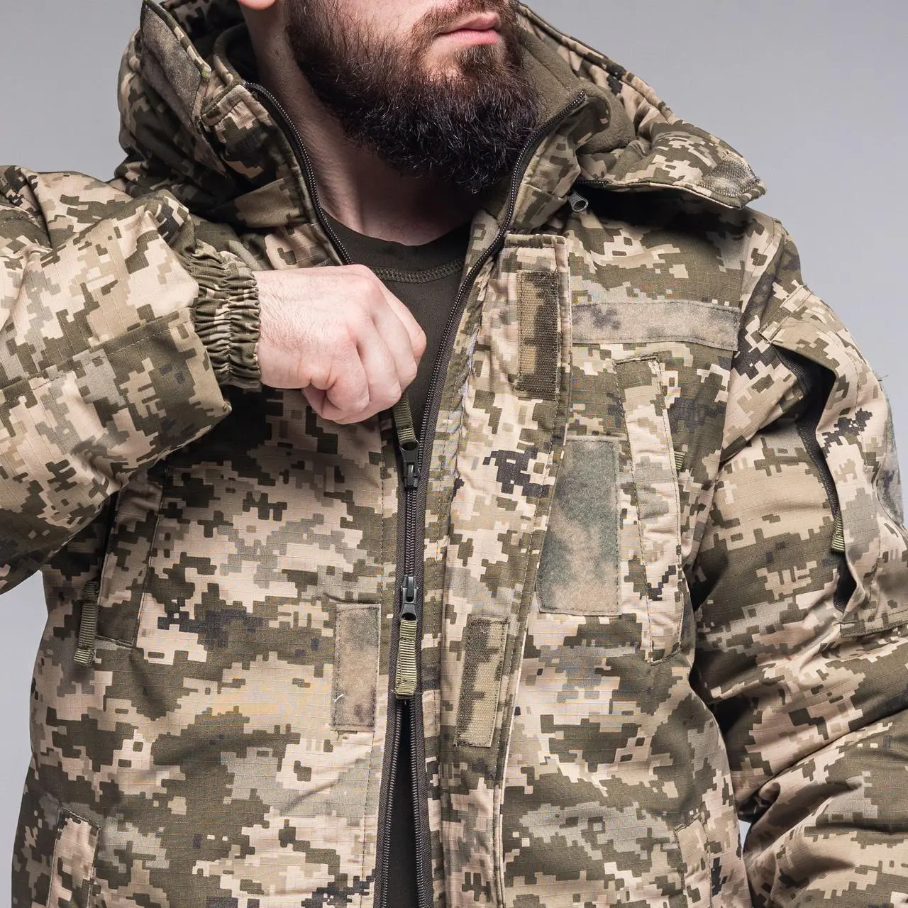 Зимовий бушлат піксель ЗСУ (Омні-Хіт + синтепон) з подвійним замком (Omni-Heat)