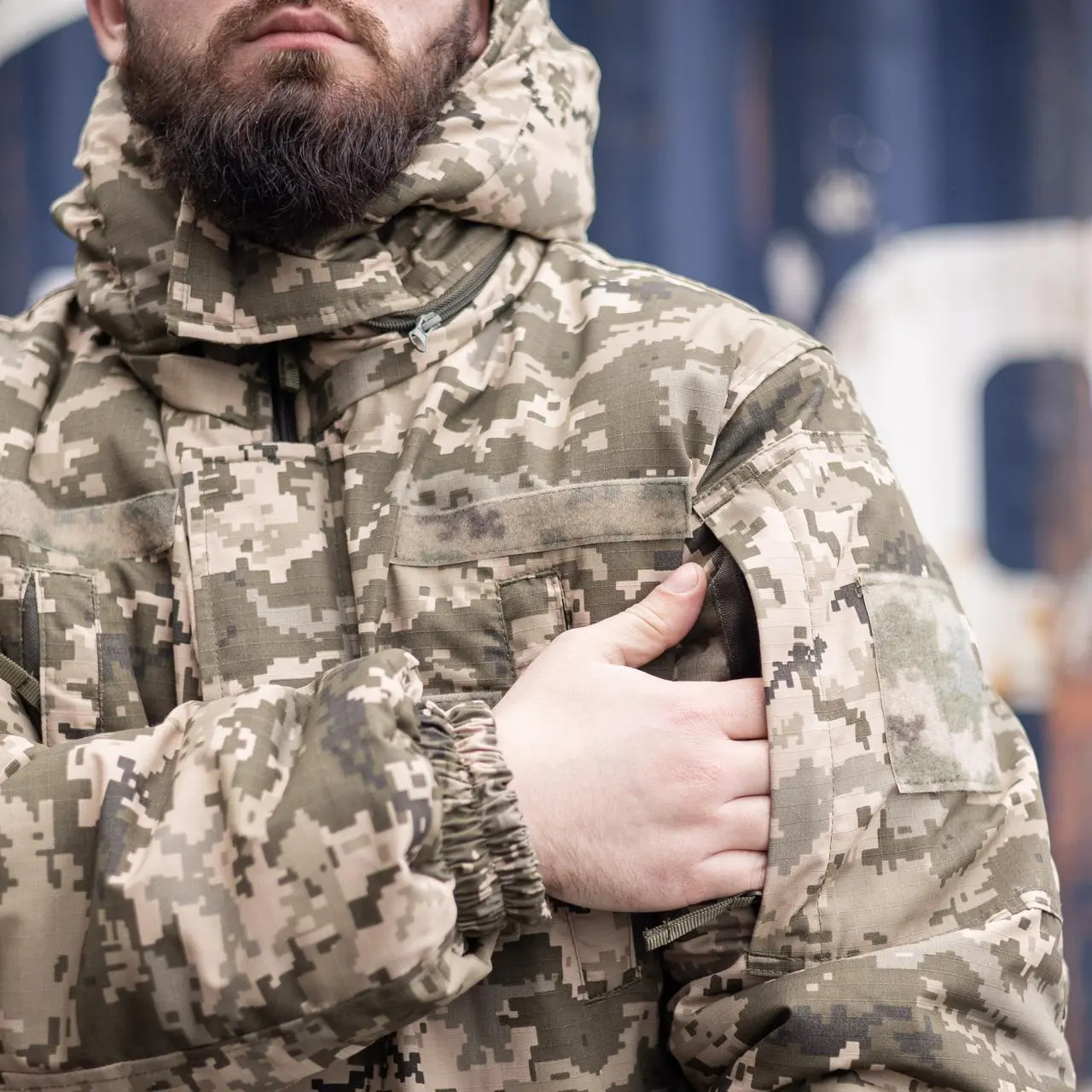 Зимовий бушлат піксель ЗСУ (Омні-Хіт + синтепон) з подвійним замком (Omni-Heat)