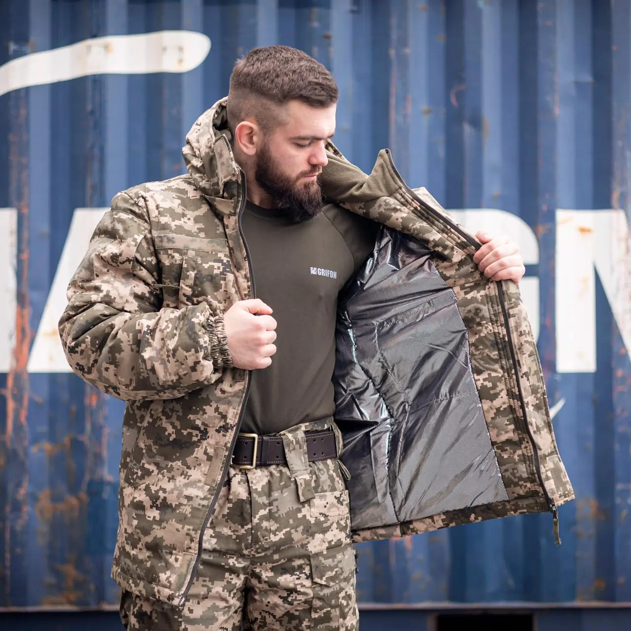 Зимовий бушлат піксель ЗСУ (Омні-Хіт + синтепон) з подвійним замком (Omni-Heat)