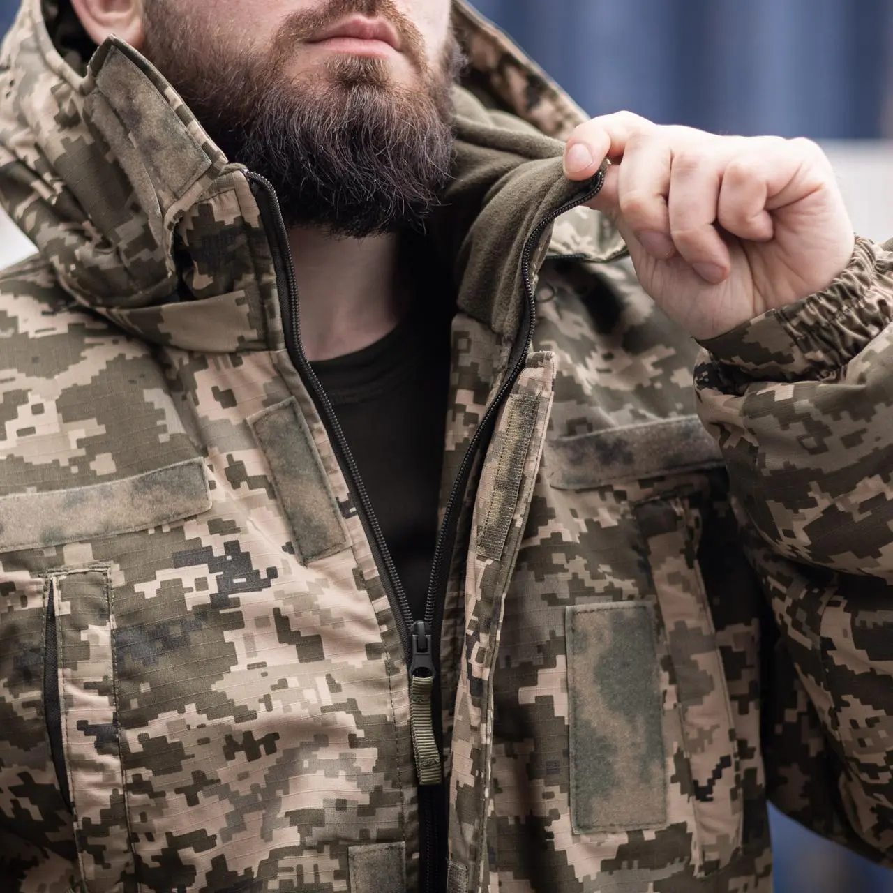 Зимовий бушлат піксель ЗСУ (Омні-Хіт + синтепон) з подвійним замком (Omni-Heat)