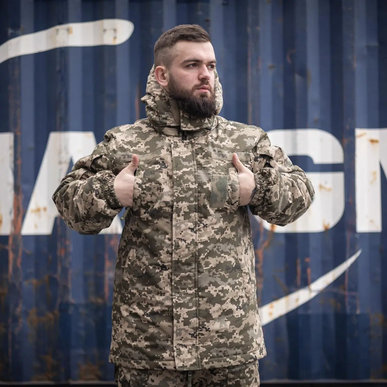 Зимовий бушлат піксель ЗСУ (Омні-Хіт + синтепон) з подвійним замком (Omni-Heat)