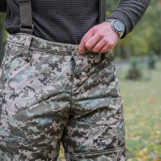 Штани військові з підтяжками на синтепоні (Піксель) Soft Shell