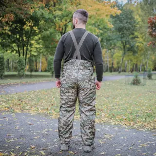 Штани військові з підтяжками на синтепоні (Піксель) Soft Shell