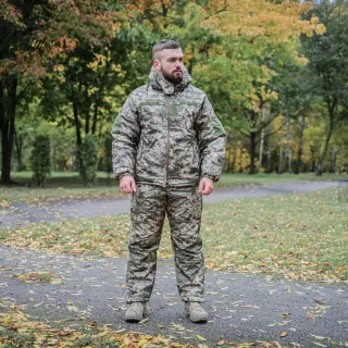 Зимовий комплект ЗСУ Піксель (Штани з підтяжками + Куртка зимова Soft Shell) Singl Sword