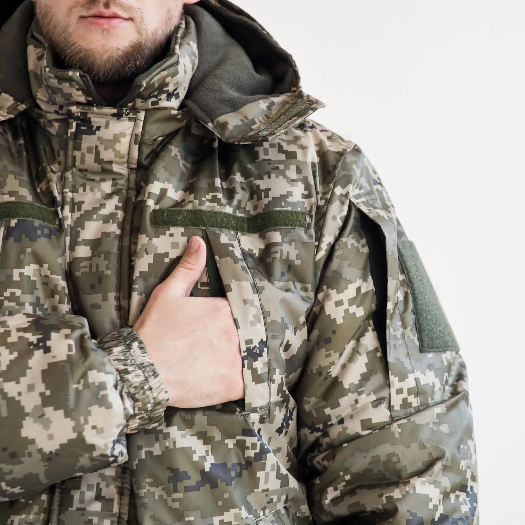 Зимний комплект: Бушлат тактичний на флісі Піксель (плащівка) + Тактичні штани на флісі піксель
