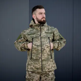 Військова тактична куртка Soft Shell Grifon піксель