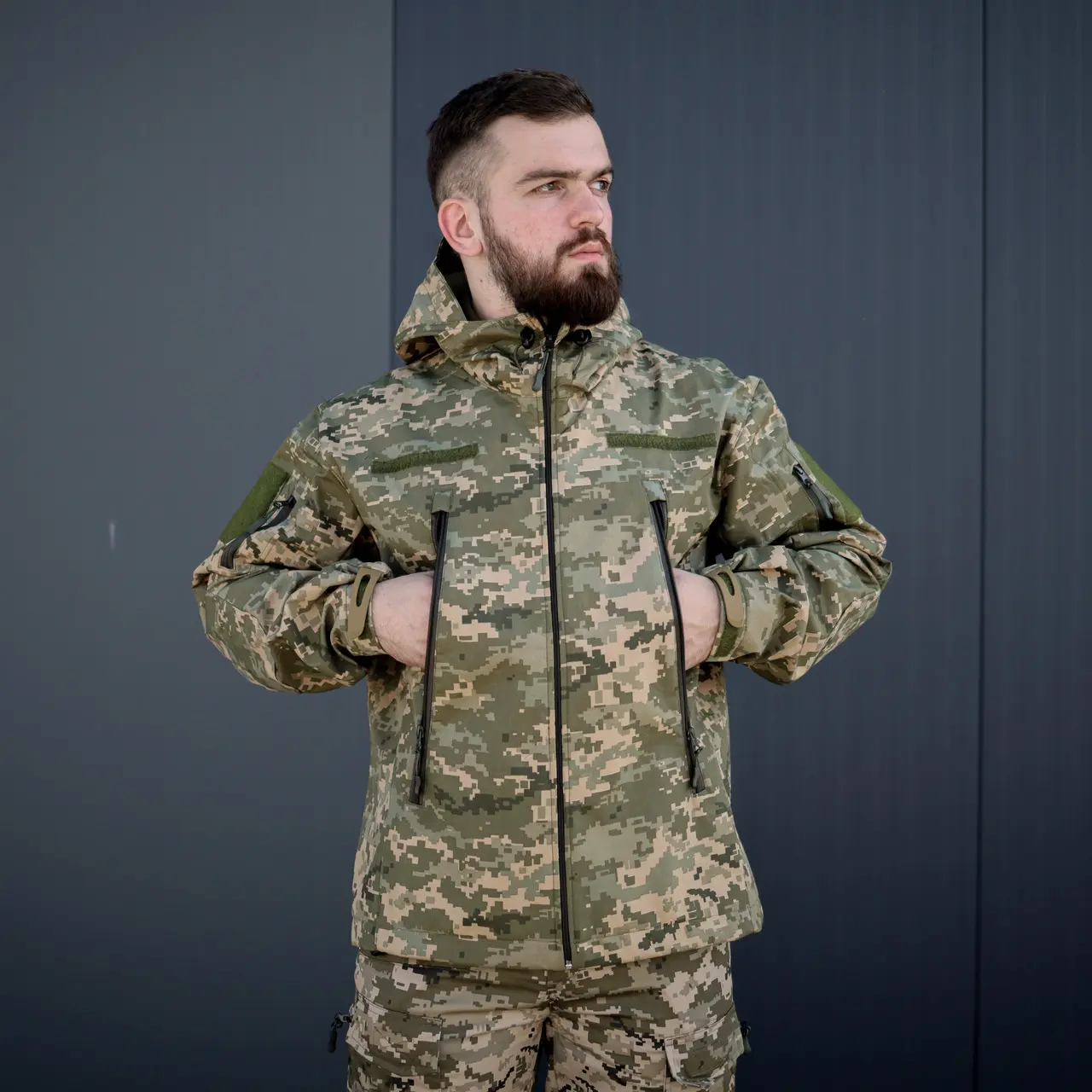 Військова тактична куртка Soft Shell Grifon піксель