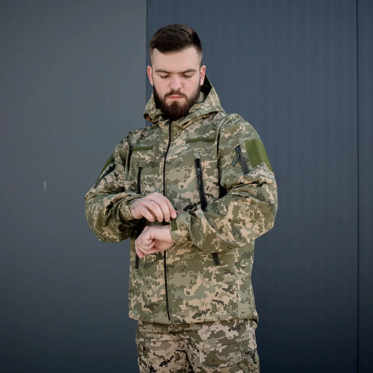 Військова тактична куртка Soft Shell Grifon піксель