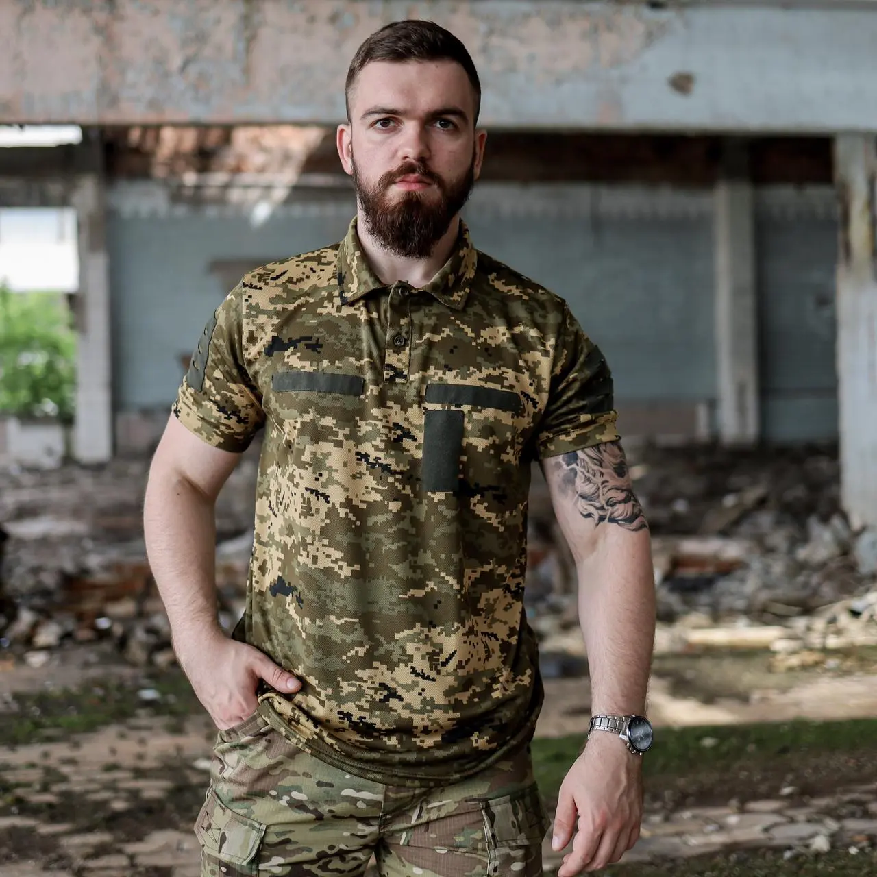 Футболка поло тактична піксель літня