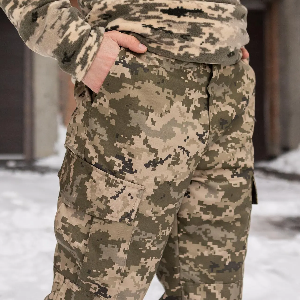 Тактичні зимові штани 4 кишені на флісі Grifon піксель