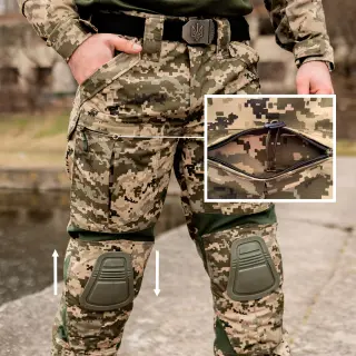 Штани тактичні з наколінниками 12 кишень GRIFON Tornado піксель ЗСУ (ММ-14) ріп-стоп